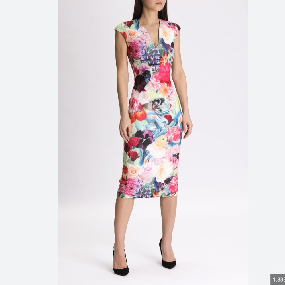 Ted Baker Odeela floral swirl stretch midi dress